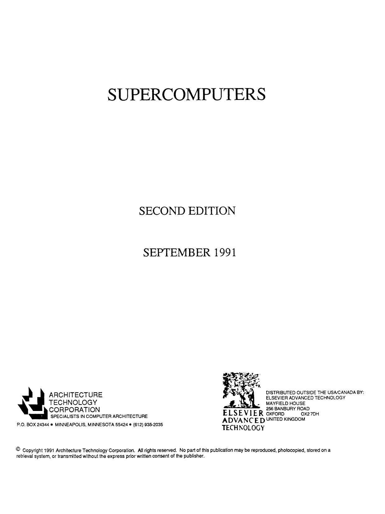 Supercomputers by Architecture Technology Corpor (Auth.)