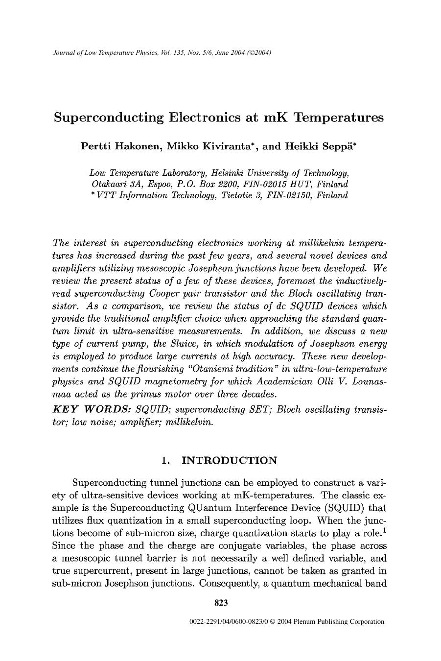 Superconducting Electronics at mK Temperatures by Unknown