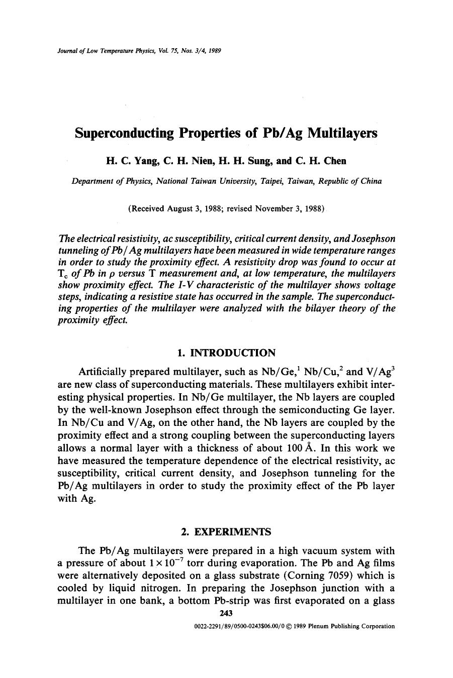 Superconducting properties of PbAg multilayers by Unknown