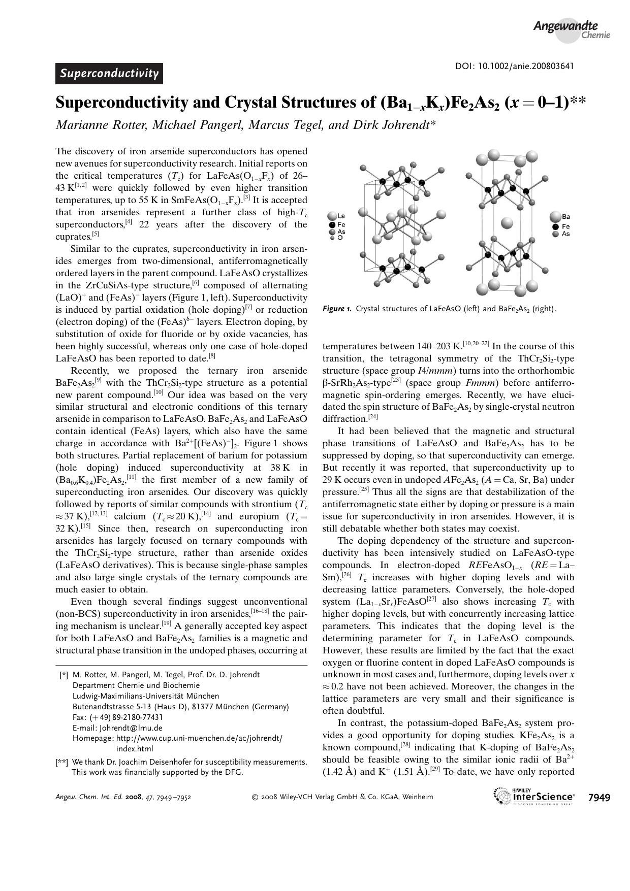 Superconductivity and Crystal Structures of (Ba1[minus]xKx)Fe2As2 (x[equals]0-1) by Unknown