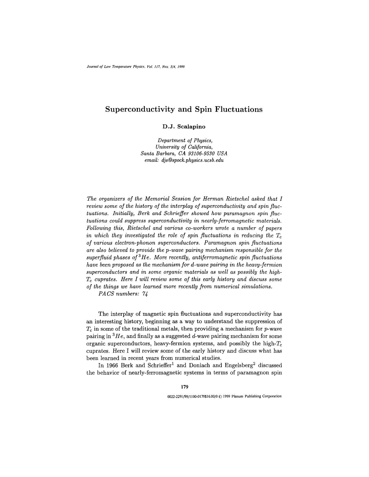 Superconductivity and Spin Fluctuations by Unknown