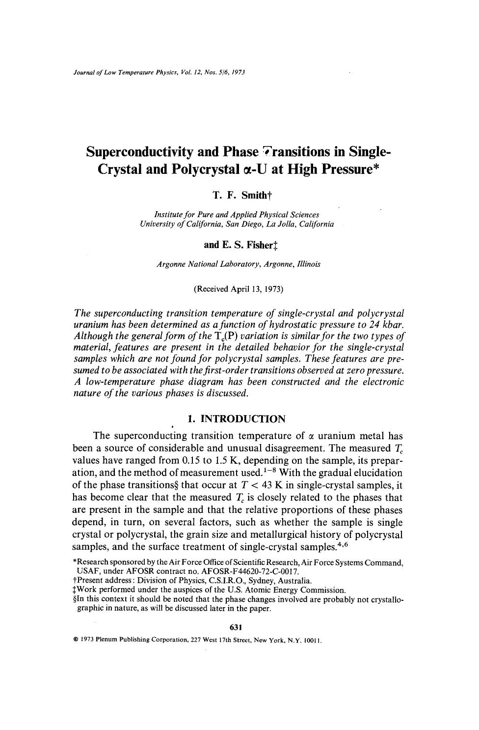 Superconductivity and phase transitions in single-crystal and polycrystal α-U at high pressure by Unknown