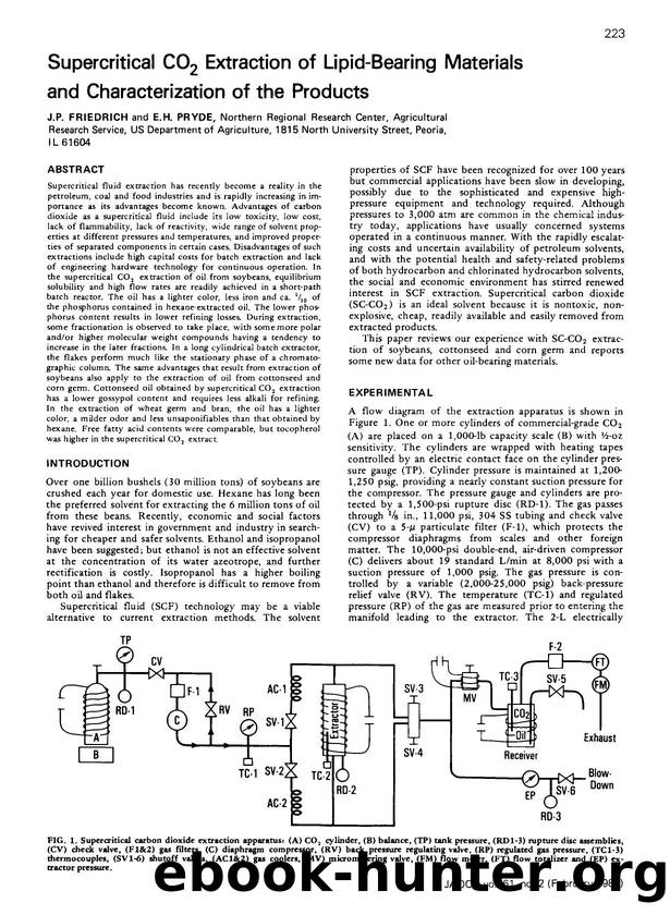 Supercritical CO <Subscript>2 <Subscript> extraction of lipid-bearing materials and characterization of the products by Unknown