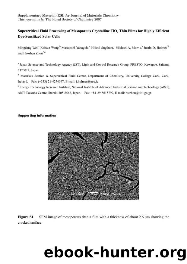 Supercritical Fluid Processing of Mesoporous Crystalline TiO2 Thin Films for Highly Efficient Dye-Sensitized Solar Cells by china