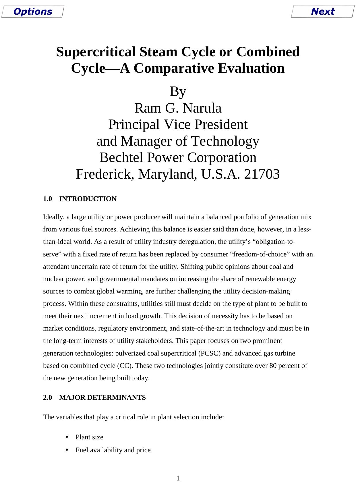 Supercritical Steam Cycle or Combined Cycle – A Comparative Evaluation by Secure Data Services (01425 621262)