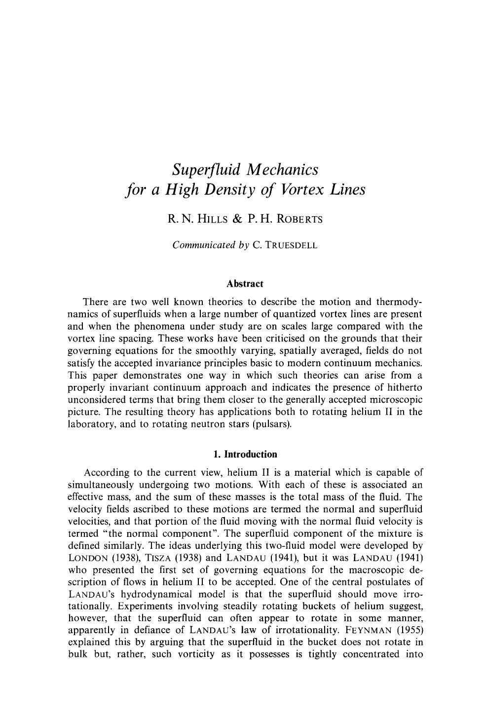 Superfluid mechanics for a high density of vortex lines by Unknown