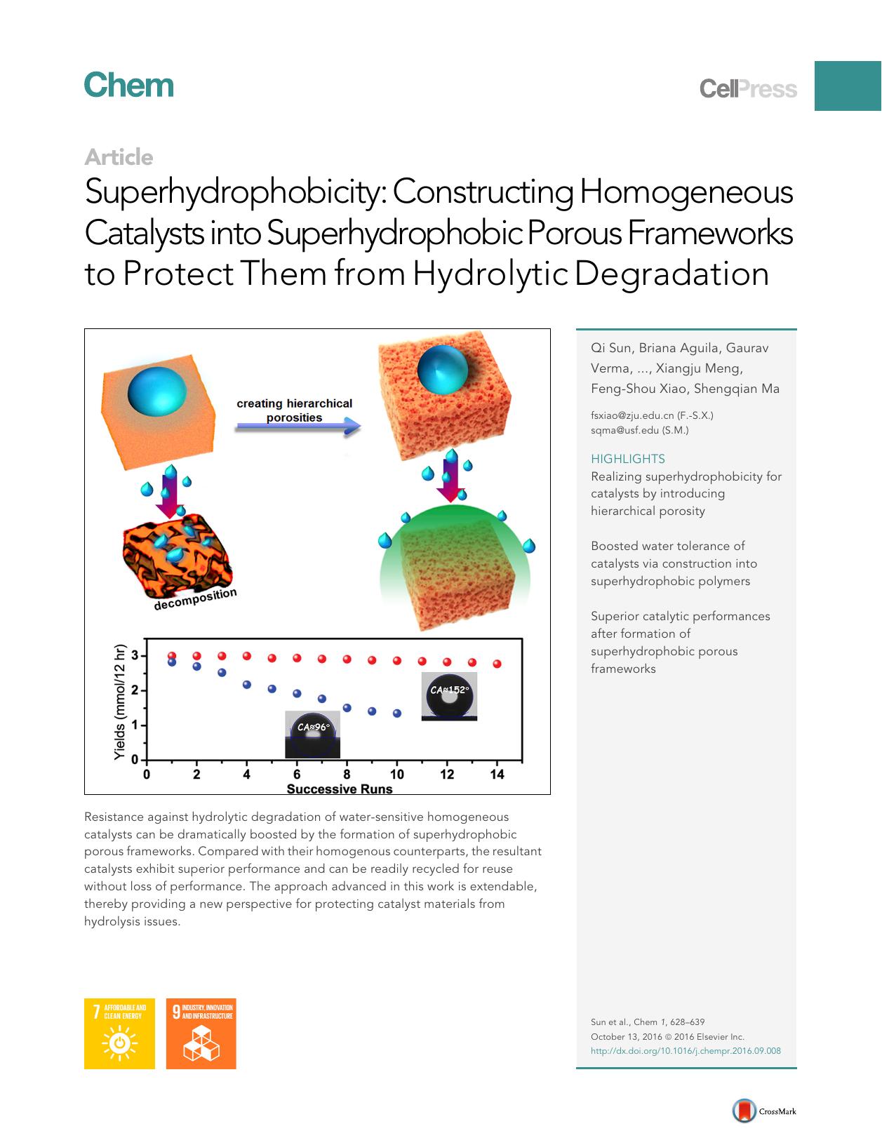 Superhydrophobicity: Constructing Homogeneous Catalysts into Superhydrophobic Porous Frameworks to Protect Them from Hydrolytic Degradation by unknow