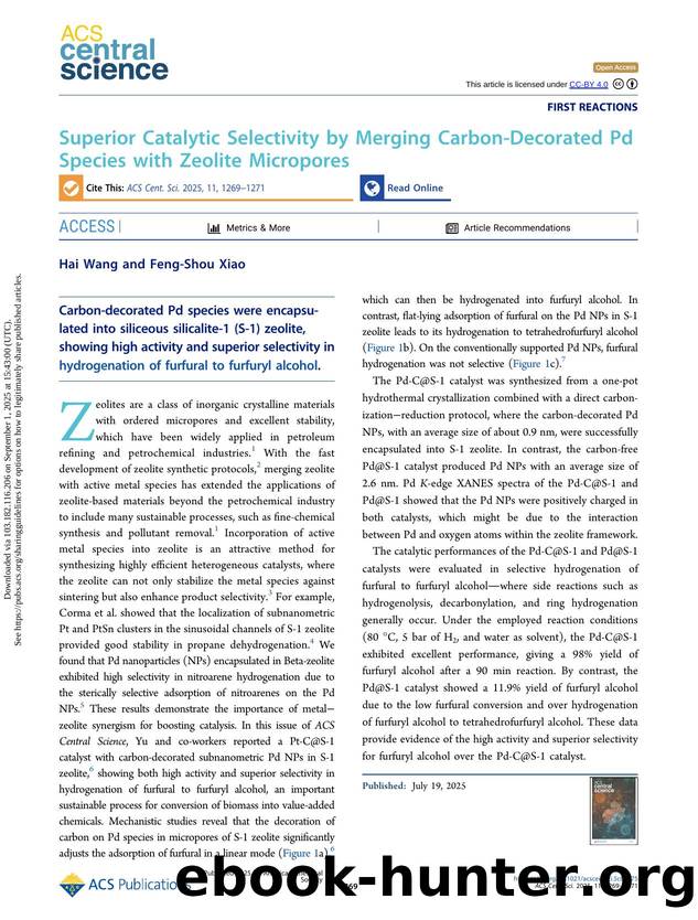 Superior Catalytic Selectivity by Merging Carbon-Decorated Pd Species with Zeolite Micropores by Hai Wang and Feng-Shou Xiao