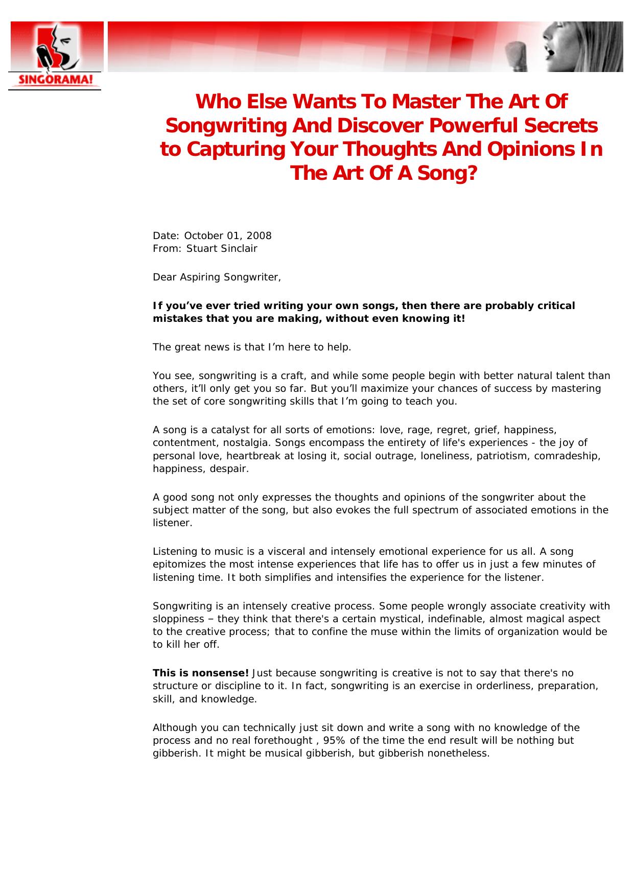 Superior Song Writing. by Best of Kuszter's Collection