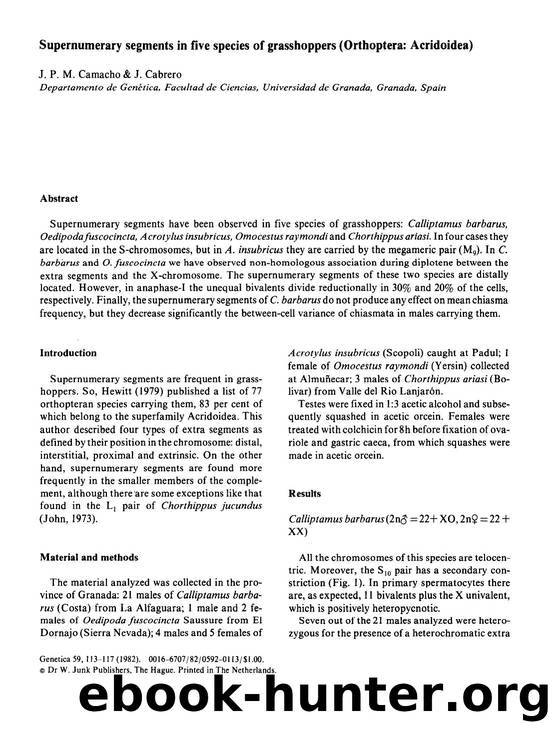 Supernumerary segments in five species of grasshoppers (Orthoptera: Acridoidea) by Unknown