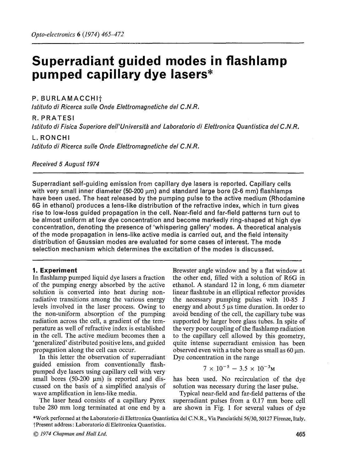 Superradiant guided modes in flashlamp pumped capillary dye lasers by Unknown