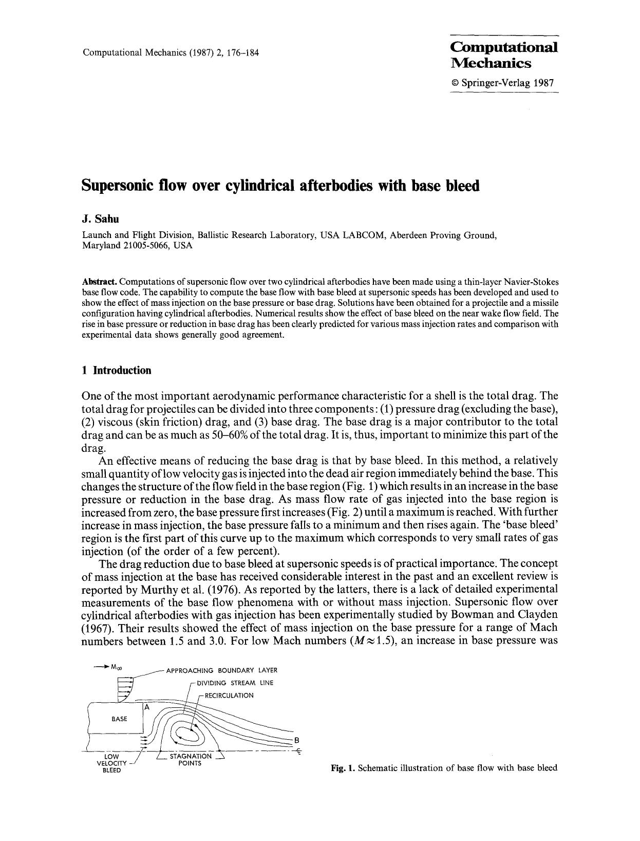 Supersonic flow over cylindrical afterbodies with base bleed by Unknown