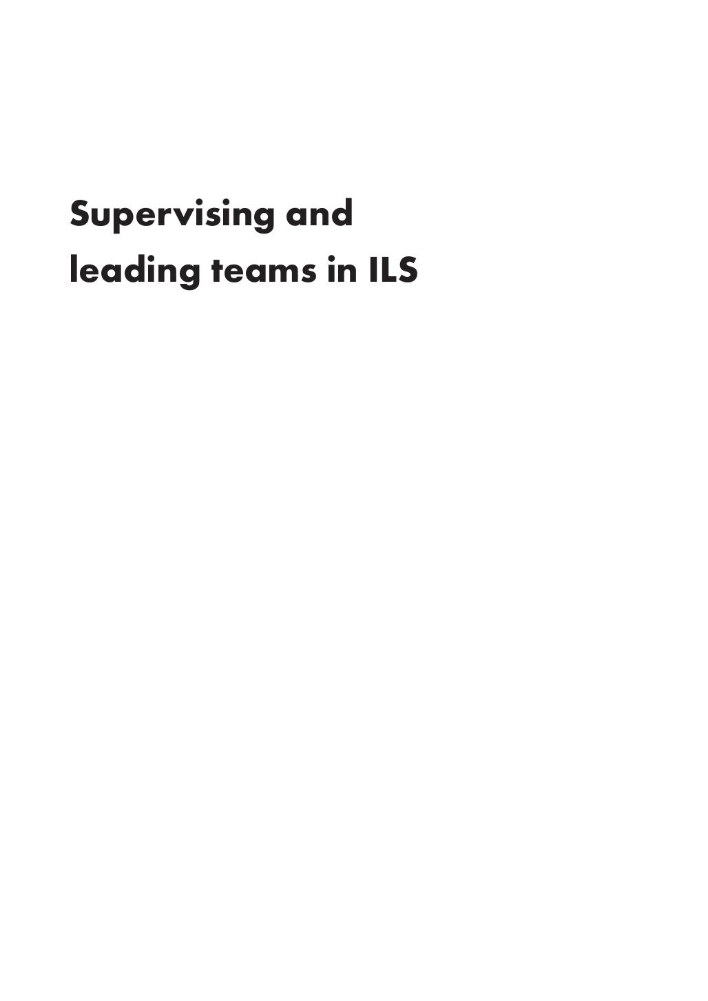 Supervising and Leading Teams in ILS by Barbara Allan