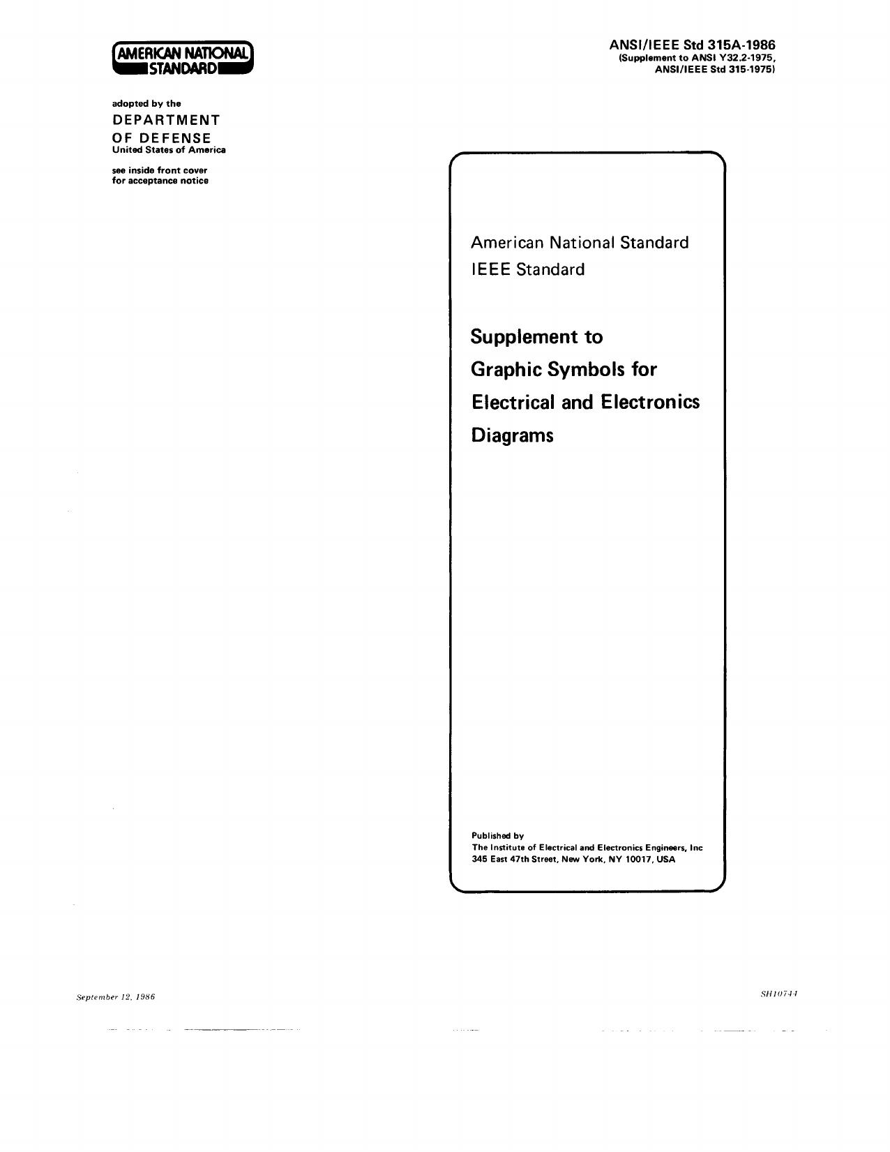 Supplement to graphic symbols for electrical and electronics diagrams (Supplement to ANSI Y32.2-1975 - ANSIIEEE Std 315A-1986 by IEEE