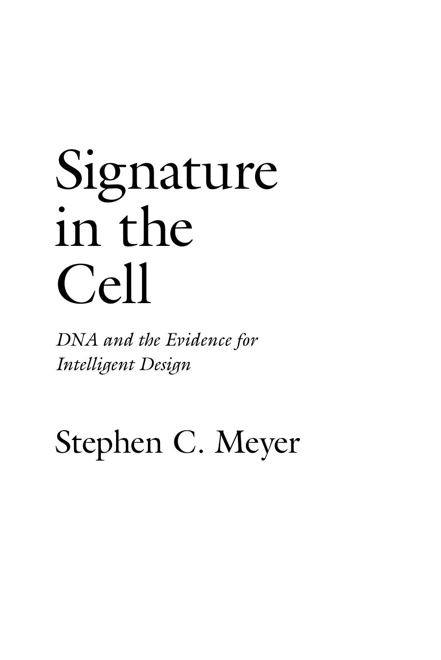 Supplementary PDF (Audible.com) by Signature in the Cell by Stephen C. Meyer (2009)