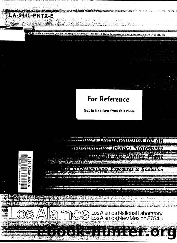 Supplementary documentation for an environmental impact statement regarding the Pantex Plant   review of occupational exposures to radiation  None by LANL Research Library LWW Project