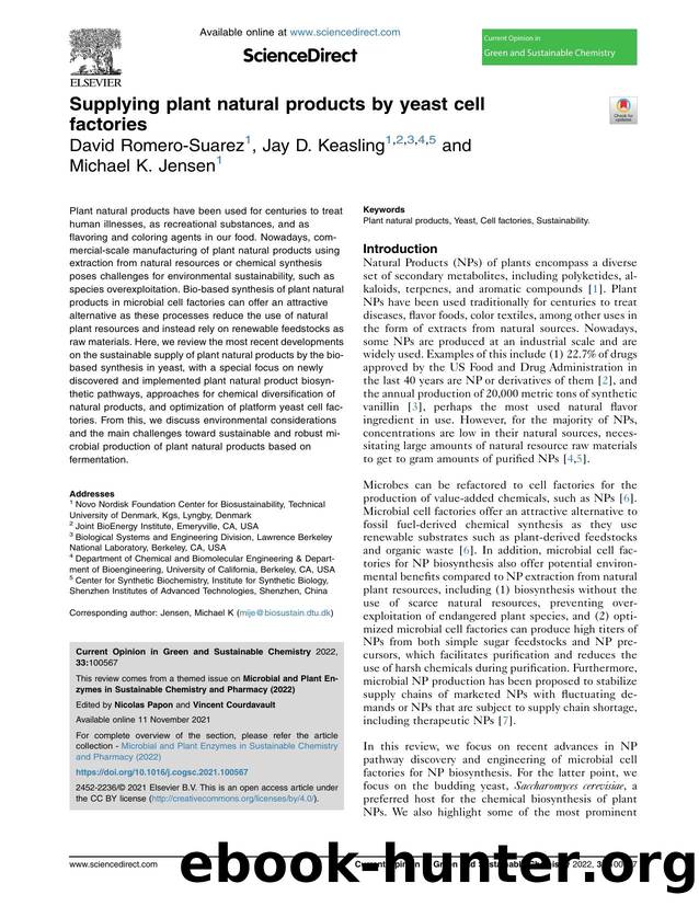 Supplying plant natural products by yeast cell factories by David Romero-Suarez & Jay D. Keasling & Michael K. Jensen