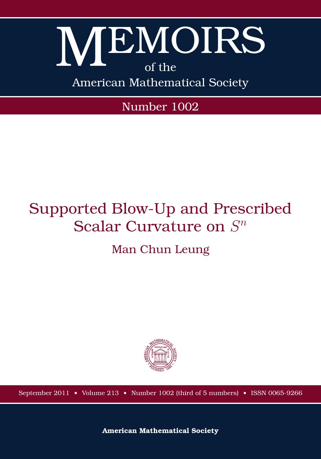 Supported Blow-Up and Prescribed Scalar Curvature on Sn (Memoirs of the American Mathematical Society) by Man Chun Leung