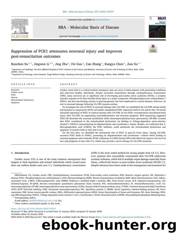 Suppression of PCK1 attenuates neuronal injury and improves post-resuscitation outcomes by Ruochen Xu & Jingwen Li & Jing Zhu & Fei Guo & Can Zhang & Kangyu Chen & Jian Xu