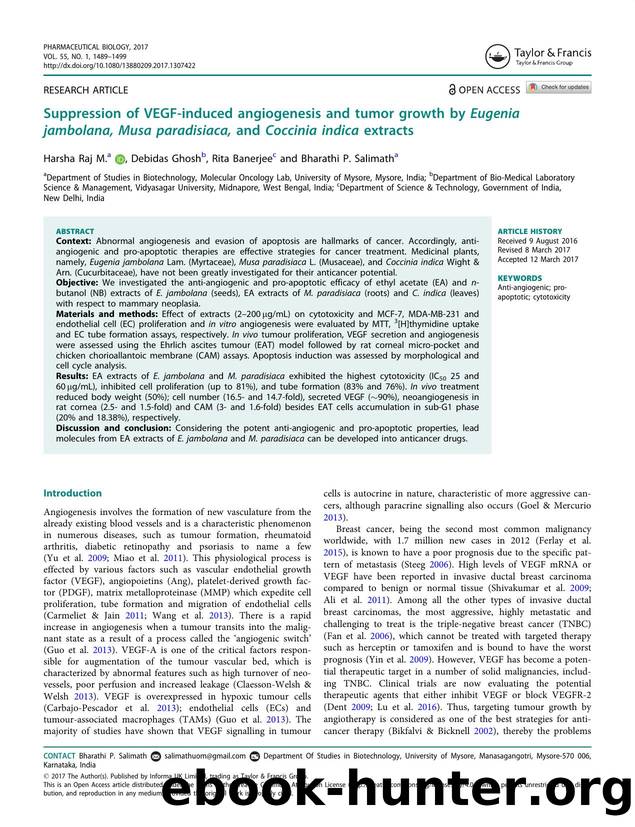 Suppression of VEGF-induced angiogenesis and tumor growth by Eugenia jambolana, Musa paradisiaca, and Coccinia indica extracts by M. Harsha Raj & Ghosh Debidas & Banerjee Rita & Salimath Bharathi P