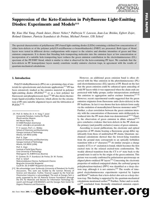Suppression of the Keto-Emission in Polyfluorene Light-Emitting Diodes: Experiments and Models by Unknown