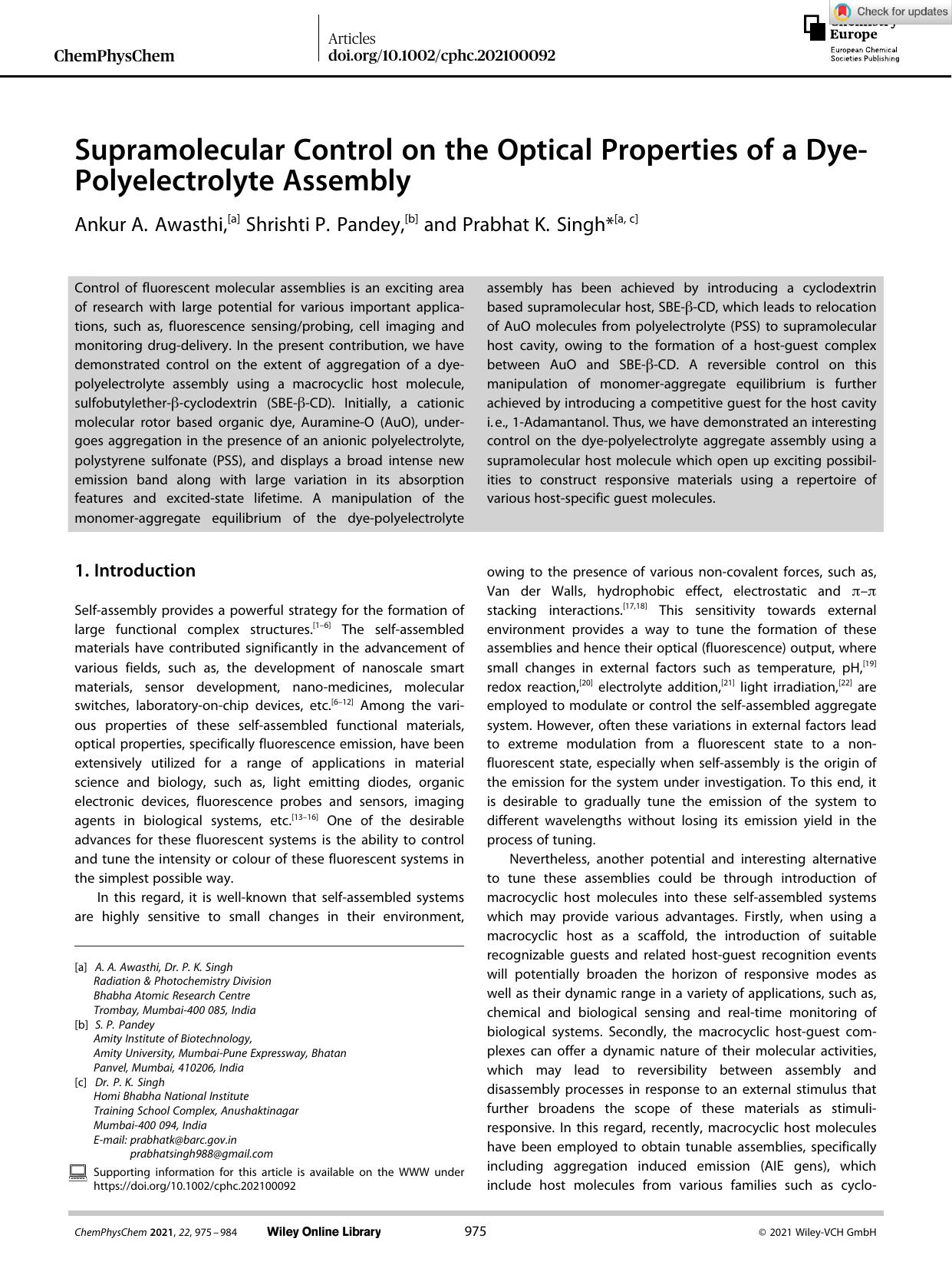 Supramolecular Control on the Optical Properties of a DyeâPolyelectrolyte Assembly by Unknown