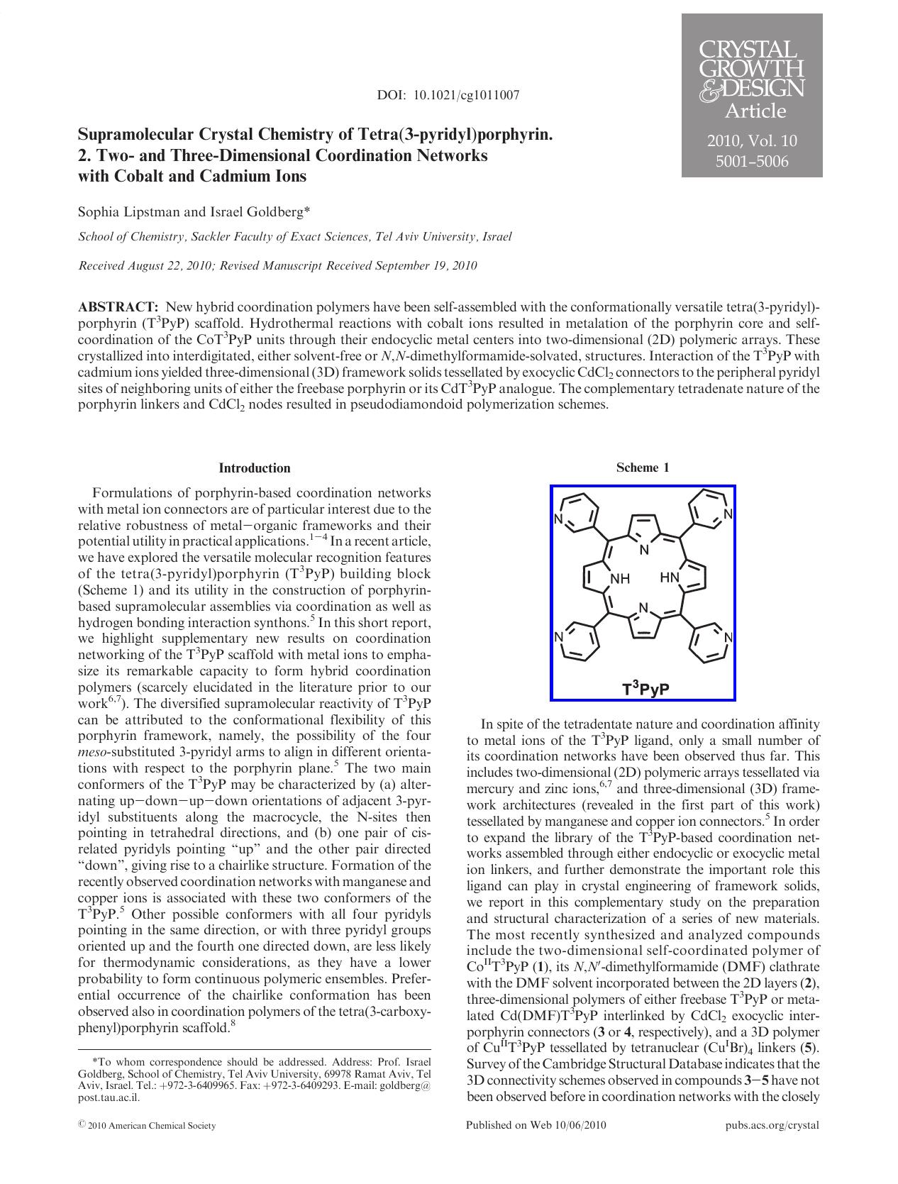 Supramolecular Crystal Chemistry of Tetra(3-pyridyl)porphyrin. 2. Two- and Three-Dimensional Coordination Networks with Cobalt and Cadmium Ions by Unknown