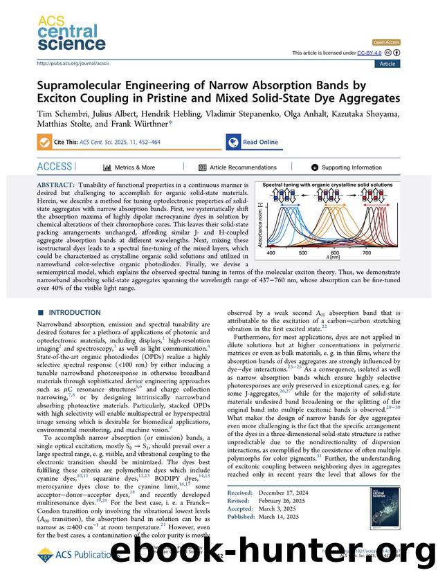 Supramolecular Engineering of Narrow Absorption Bands by Exciton Coupling in Pristine and Mixed Solid-State Dye Aggregates by unknow