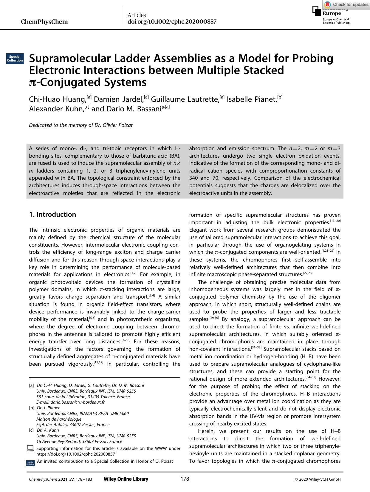 Supramolecular Ladder Assemblies as a Model for Probing Electronic Interactions between Multiple Stacked ÏâConjugated Systems by Unknown