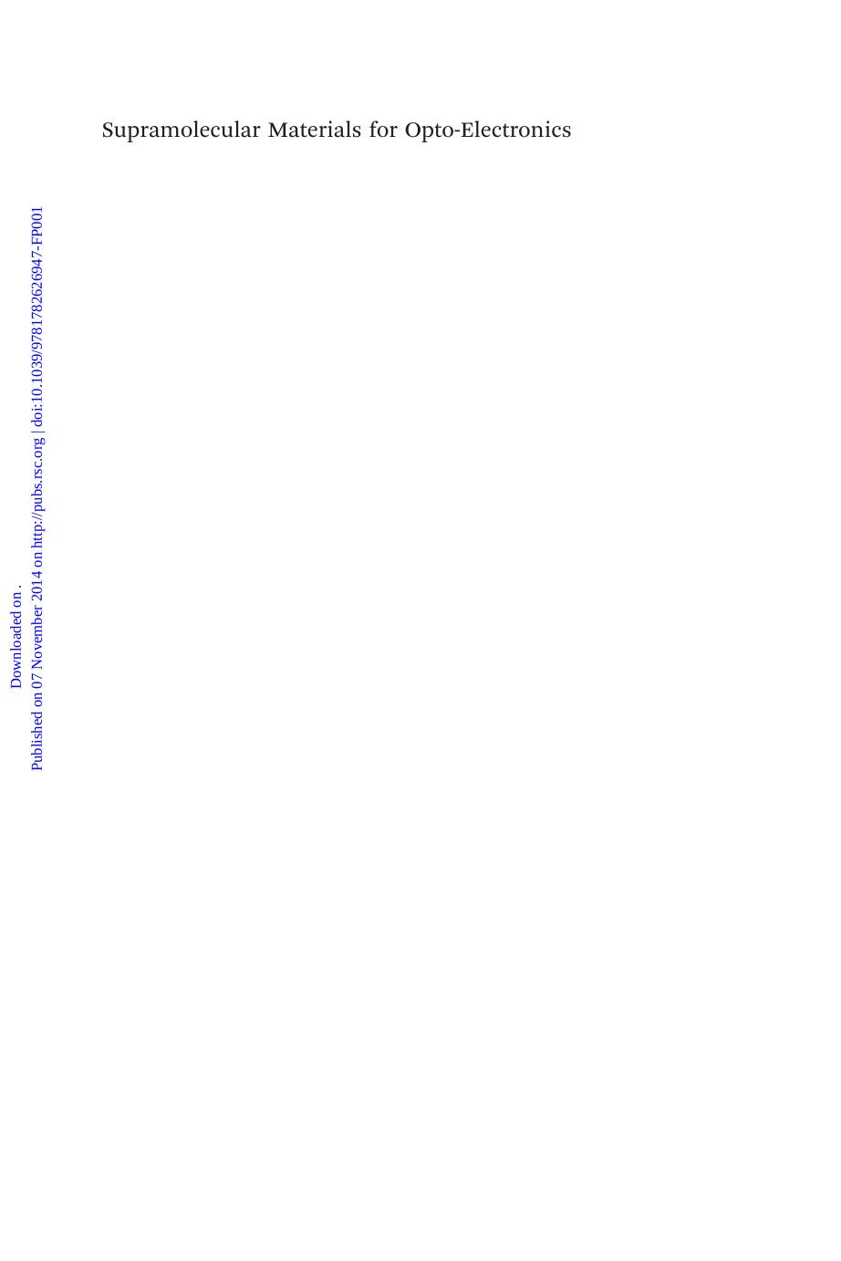Supramolecular Materials for Opto-electronics by Norbert Koch (ed.)