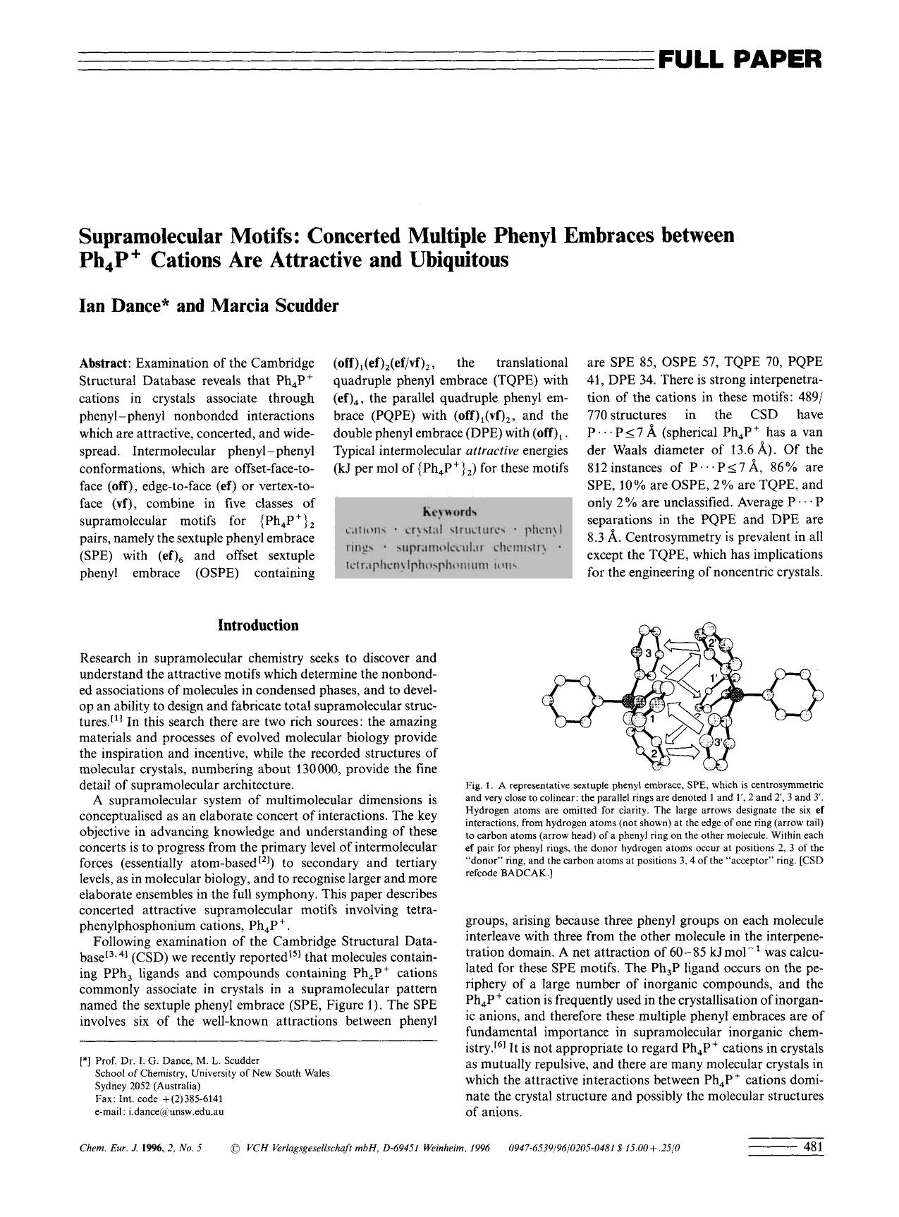 Supramolecular Motifs: Concerted Multiple Phenyl Embraces between Ph4P+ Cations Are Attractive and Ubiquitours by Unknown