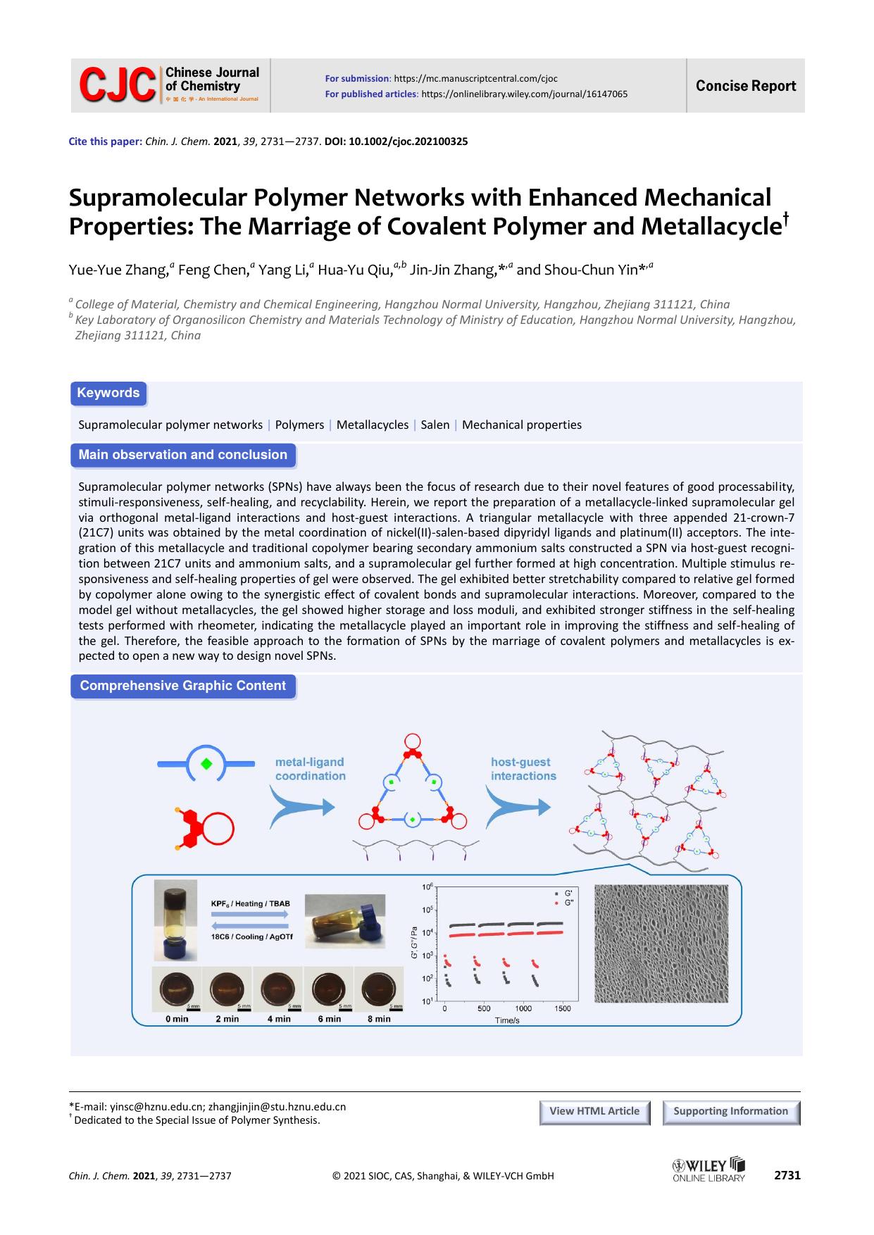 Supramolecular Polymer Networks with Enhanced Mechanical Properties: The Marriage of Covalent Polymer and Metallacycle by USER