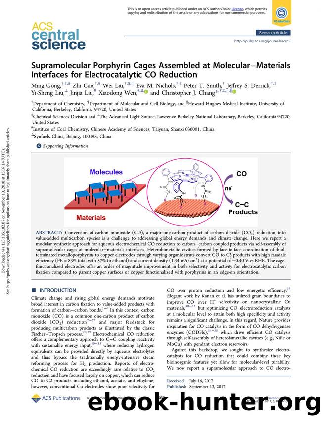 Supramolecular Porphyrin Cages Assembled at MolecularâMaterials Interfaces for Electrocatalytic CO Reduction by unknow