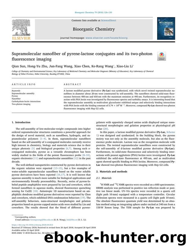 Supramolecular nanofiber of pyrene-lactose conjugates and its two-photon fluorescence imaging by Qian Sun & Hong-Yu Zhu & Jun-Fang Wang & Xiao Chen & Ke-Rang Wang & Xiao-Liu Li