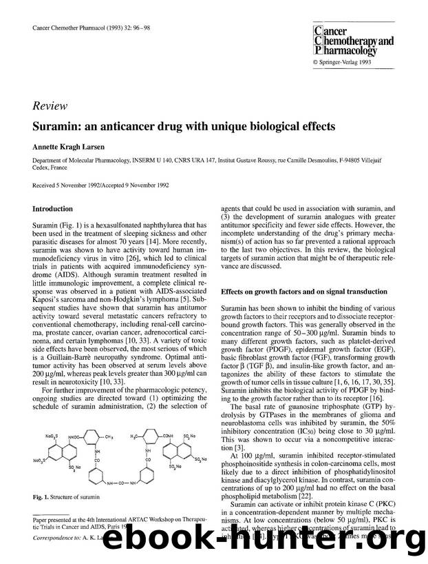 Suramin: an anticancer drug with unique biological effects by Unknown