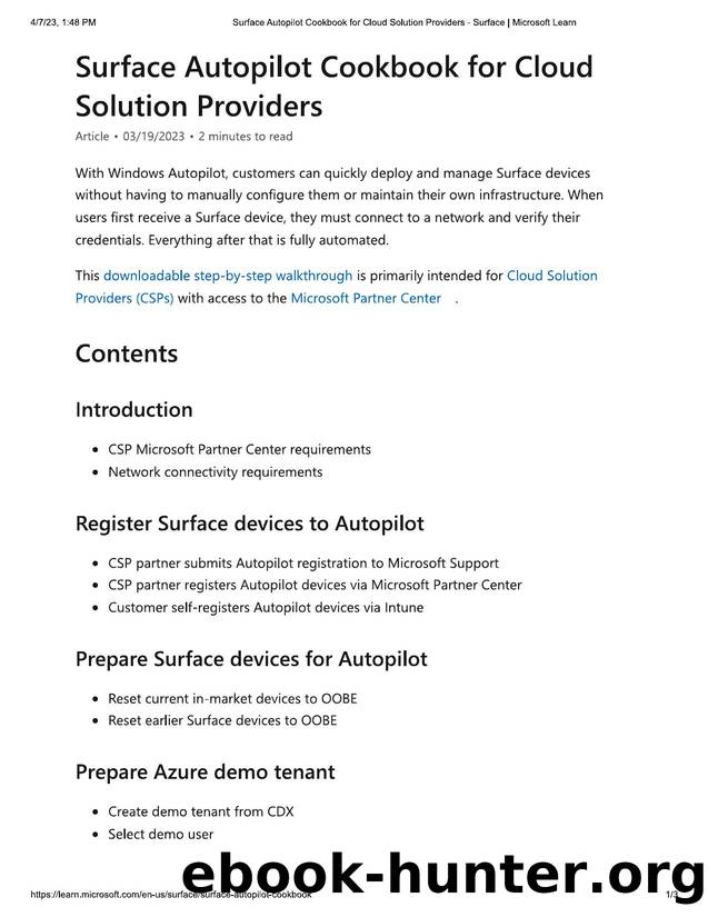 Surface Autopilot Cookbook for Cloud So... Providers - Surface _ Microsoft Learn by v-pghatpande