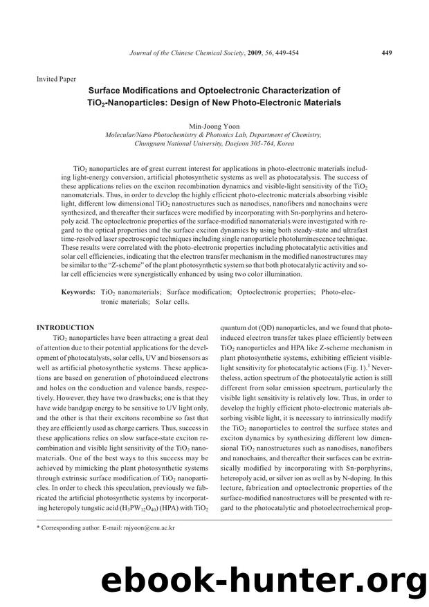 Surface Modifications and Optoelectronic Characterization of TiO2Nanoparticles: Design of New PhotoElectronic Materials by Unknown