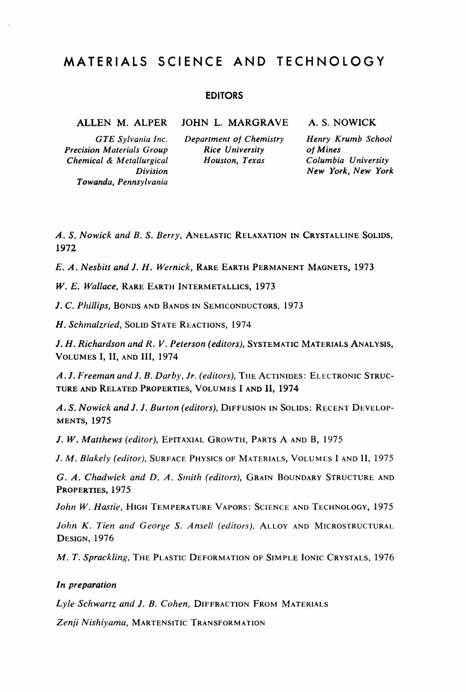 Surface Physics of Materials Vol. 1 (1975) by 4<8=8AB@0B>@