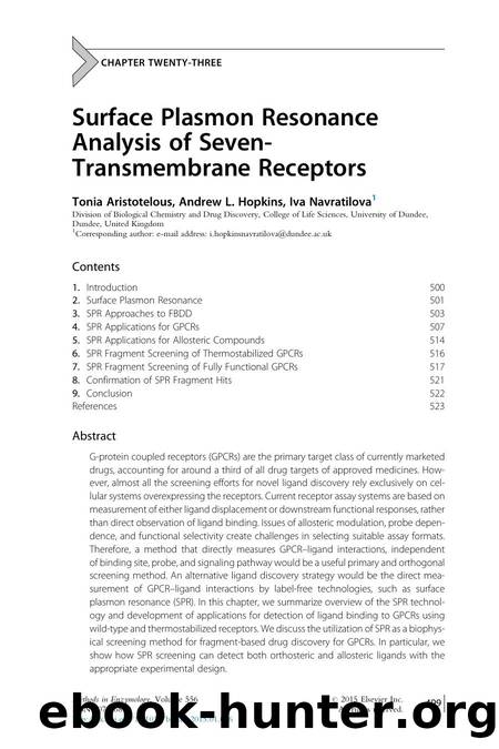 Surface Plasmon Resonance Analysis of Seven-Transmembrane Receptors by Tonia Aristotelous & Andrew L. Hopkins & Iva Navratilova