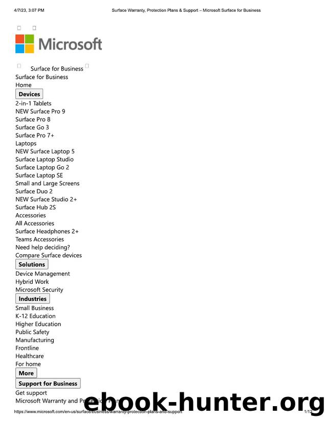 Surface Warranty, Protection Plans & Support  Microsoft Surface for Business by v-pghatpande