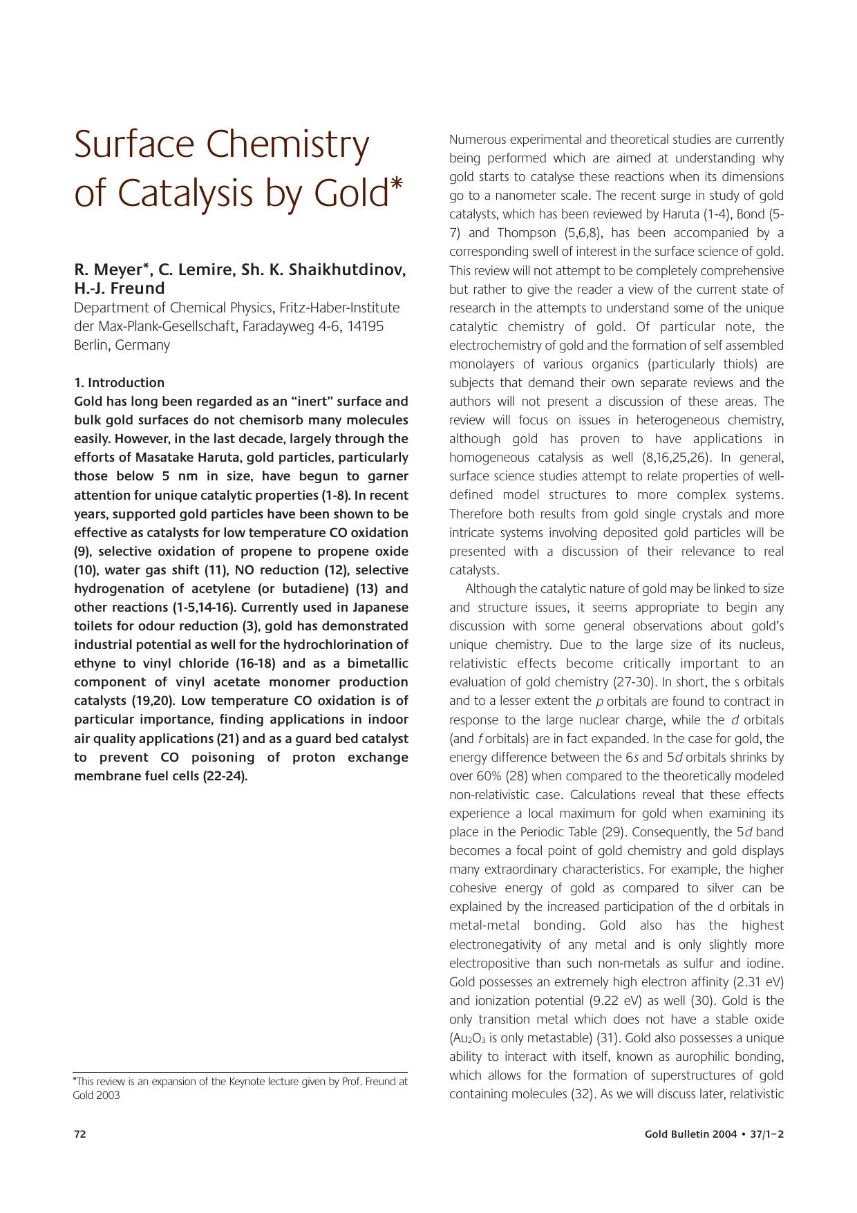 Surface chemistry of catalysis by gold by Unknown