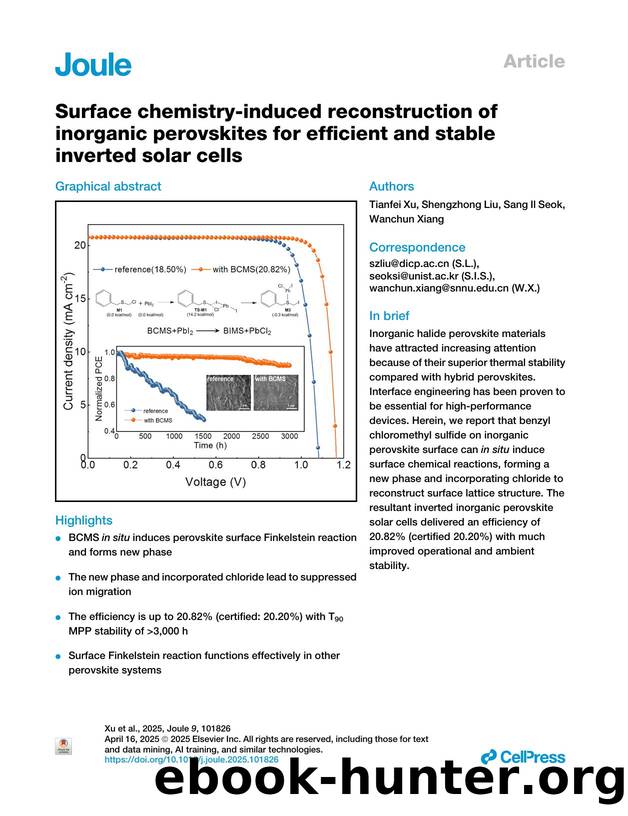Surface chemistry-induced reconstruction of inorganic perovskites for efficient and stable inverted solar cells by Tianfei Xu & Shengzhong Liu & Sang Il Seok & Wanchun Xiang