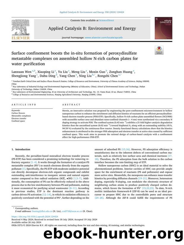 Surface confinement boosts the in-situ formation of peroxydisulfate metastable complexes on assembled hollow N-rich carbon plates for water purification by unknow