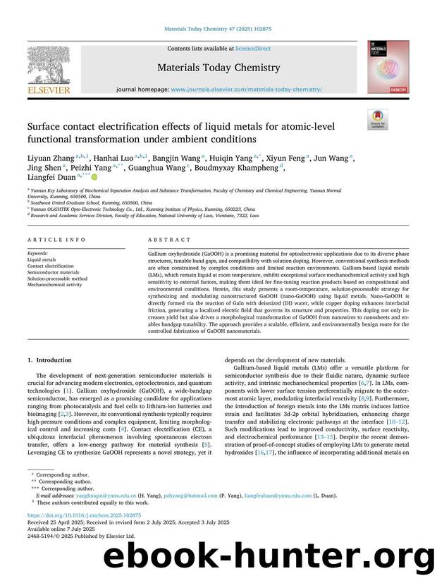 Surface contact electrification effects of liquid metals for atomic-level functional transformation under ambient conditions by unknow