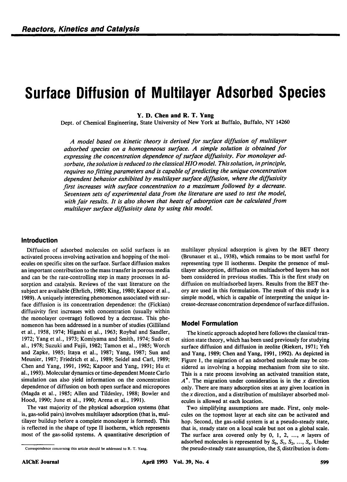 Surface diffusion of multilayer adsorbed species by Unknown