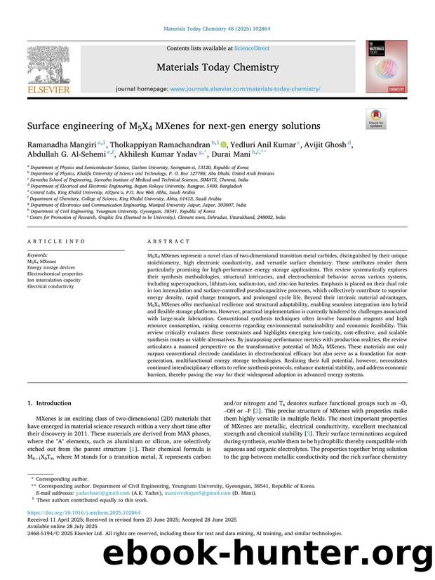 Surface engineering of M5X4 MXenes for next-gen energy solutions by unknow