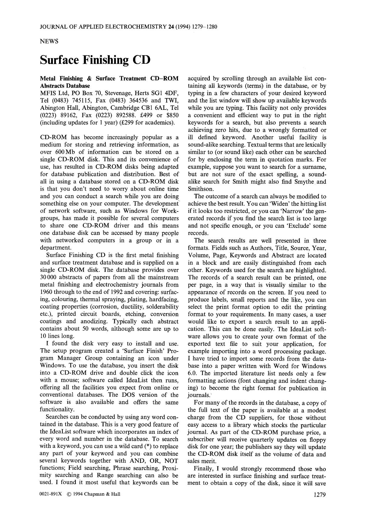 Surface finishing CD by Unknown