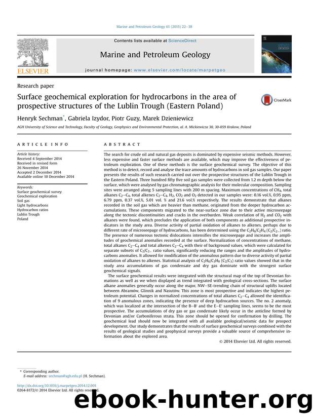 Surface geochemical exploration for hydrocarbons in the area of prospective structures of the Lublin Trough (Eastern Poland) by Henryk Sechman & Gabriela Izydor & Piotr Guzy & Marek Dzieniewicz