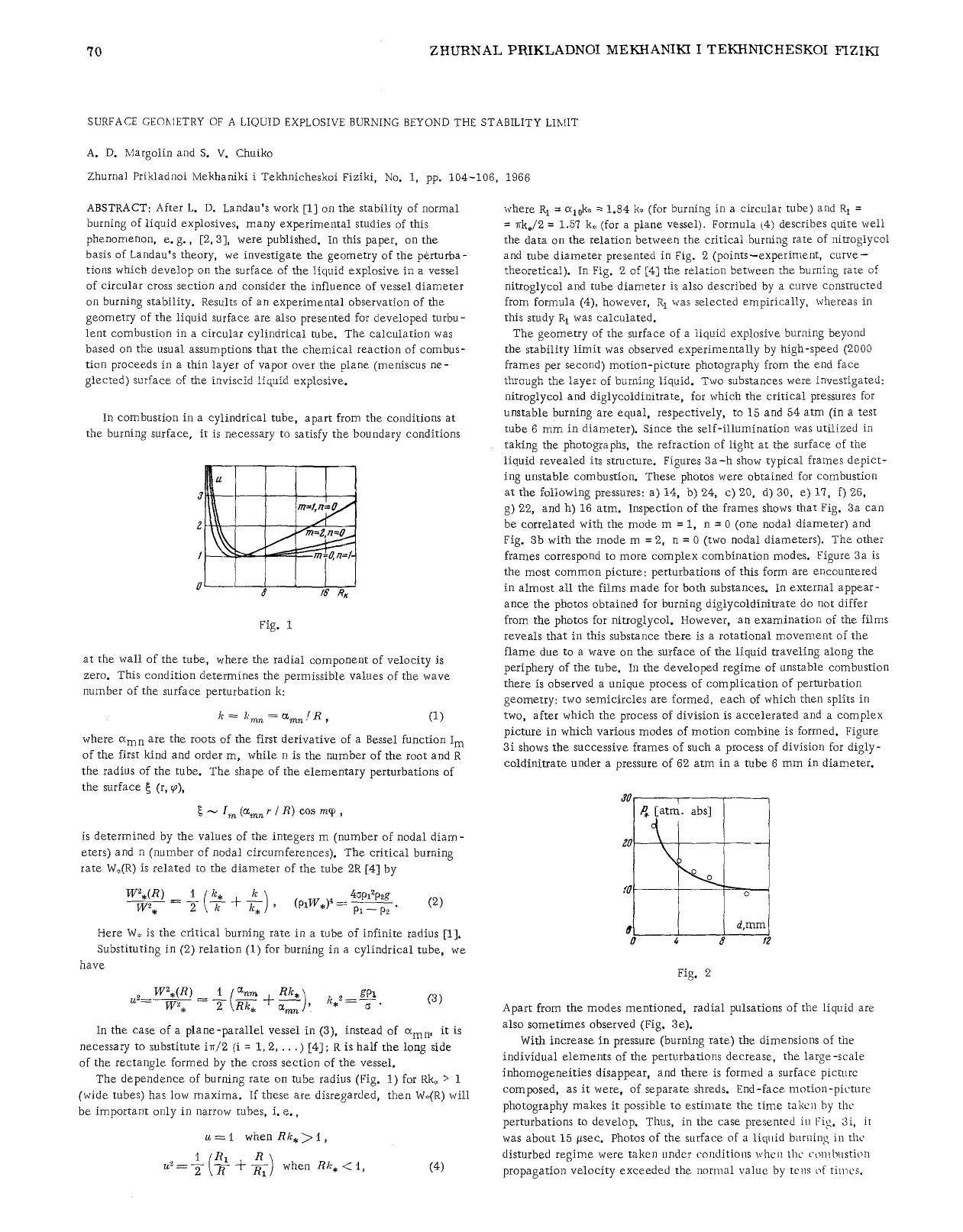 Surface geometry of a liquid explosive burning beyond the stability limit by Unknown