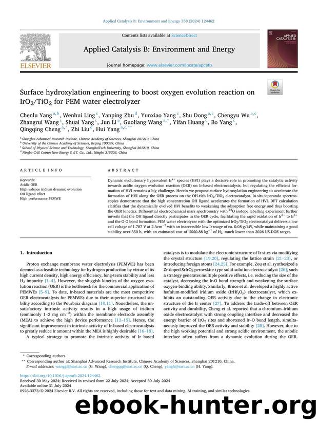 Surface hydroxylation engineering to boost oxygen evolution reaction on IrO2TiO2 for PEM water electrolyzer by unknow